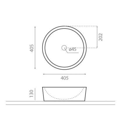 Bathco 00308 - Umivaonik na ploču DUAL, Ø 40,5 cm, kamen/siva