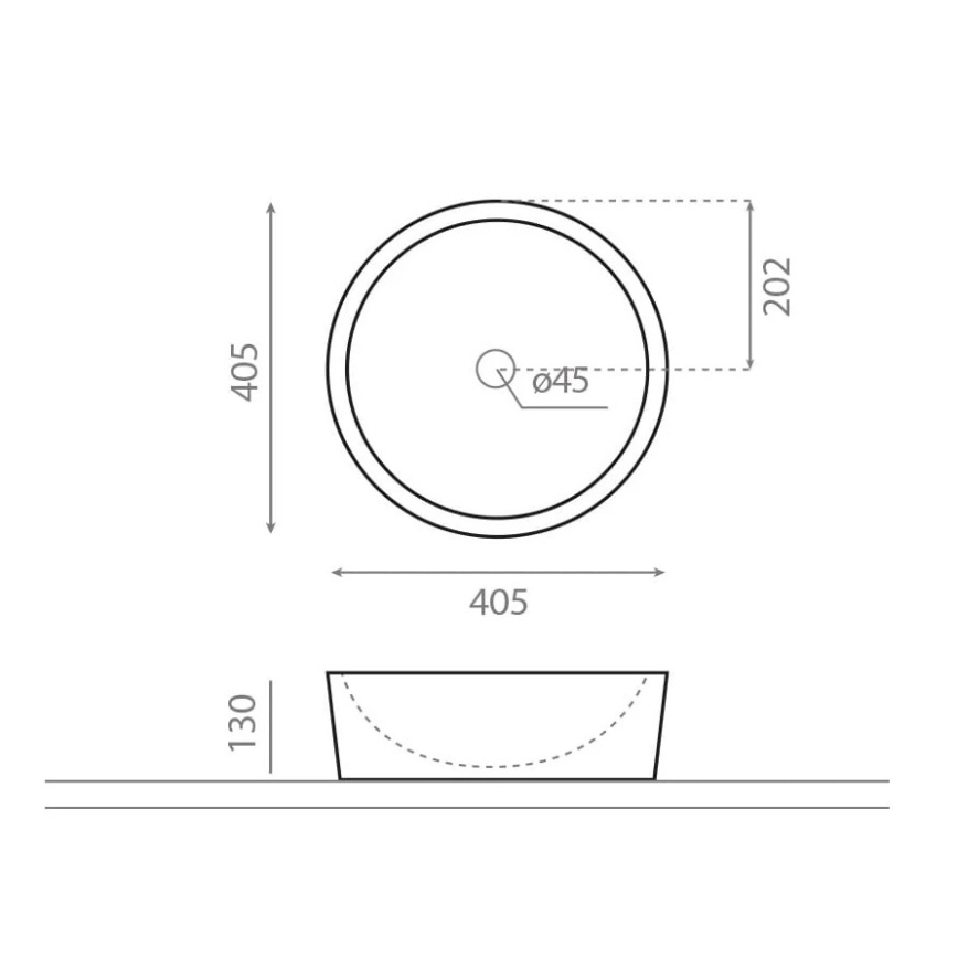 Bathco 00308 - Umivaonik na ploču DUAL, Ø 40,5 cm, kamen/siva