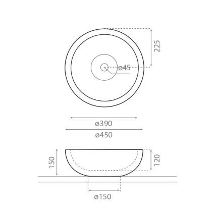 Bathco 00317 - Nadgradni umivaonik PUKET Ø 45 cm kamen/siva