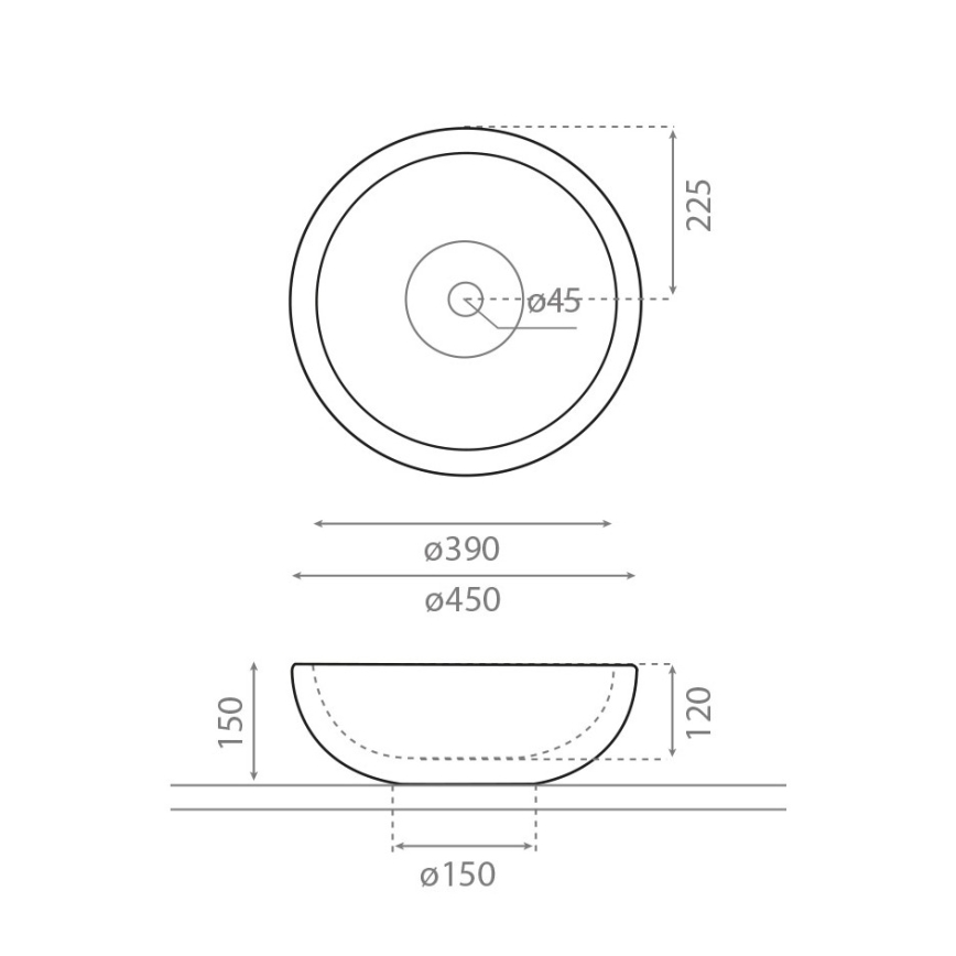 Bathco 00317 - Nadgradni umivaonik PUKET Ø 45 cm kamen/siva