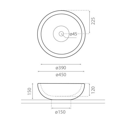 Bathco 00318 - Umivaonik na ploču PUKET Ø 45 cm kamen/bež