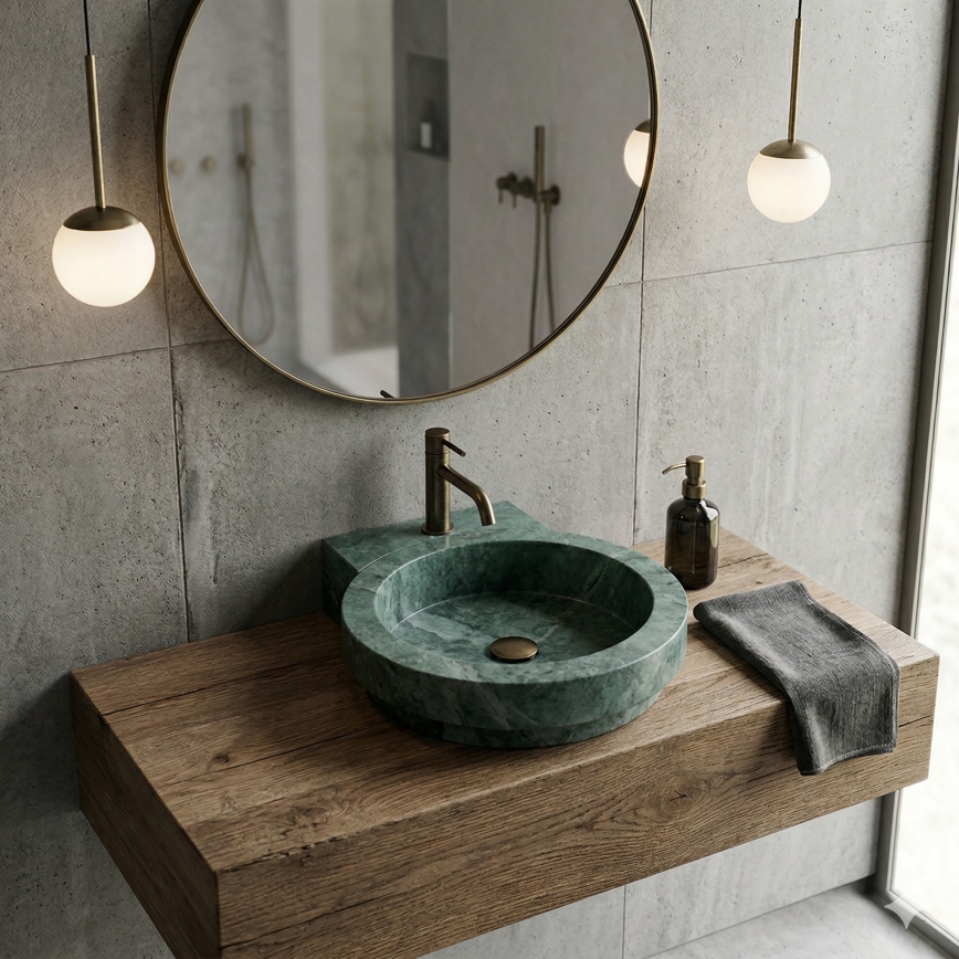 Bathco 00339 - Umivaonik na ploču ICONO 40x45 cm kamen/siva