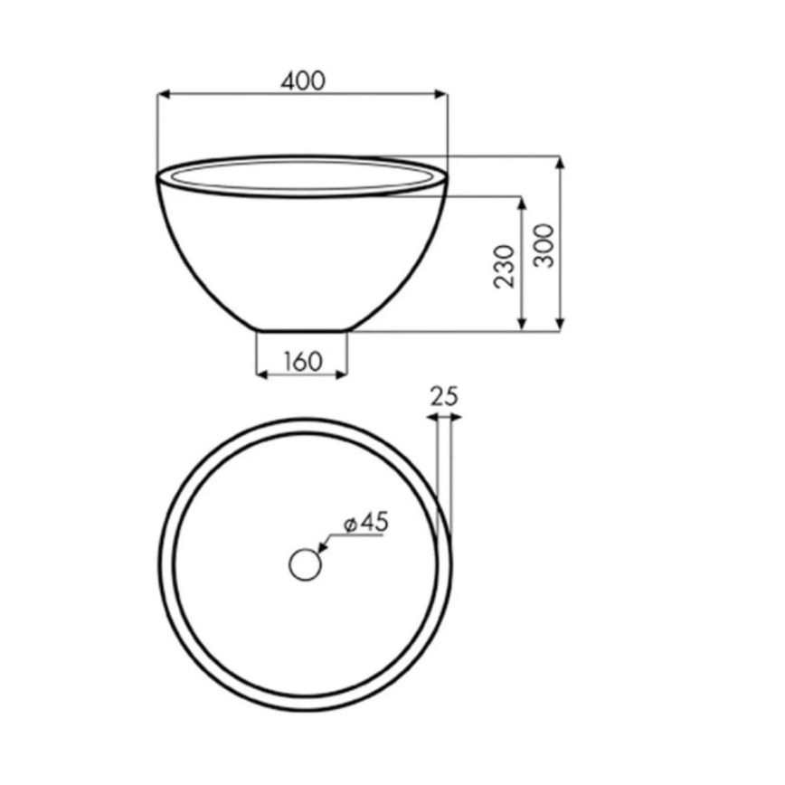 Bathco 00374 - Ugradbeni umivaonik za radnu ploču MIRAGE Ø 40 cm kamen/siva