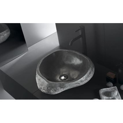 Bathco 00393 - Nadpultni umivaonik RIO 52x47 cm kamen/siva