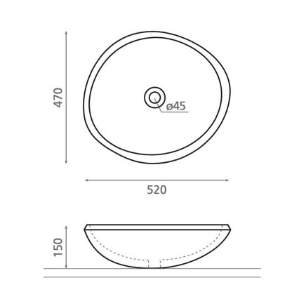 Bathco 00393 - Nadpultni umivaonik RIO 52x47 cm kamen/siva