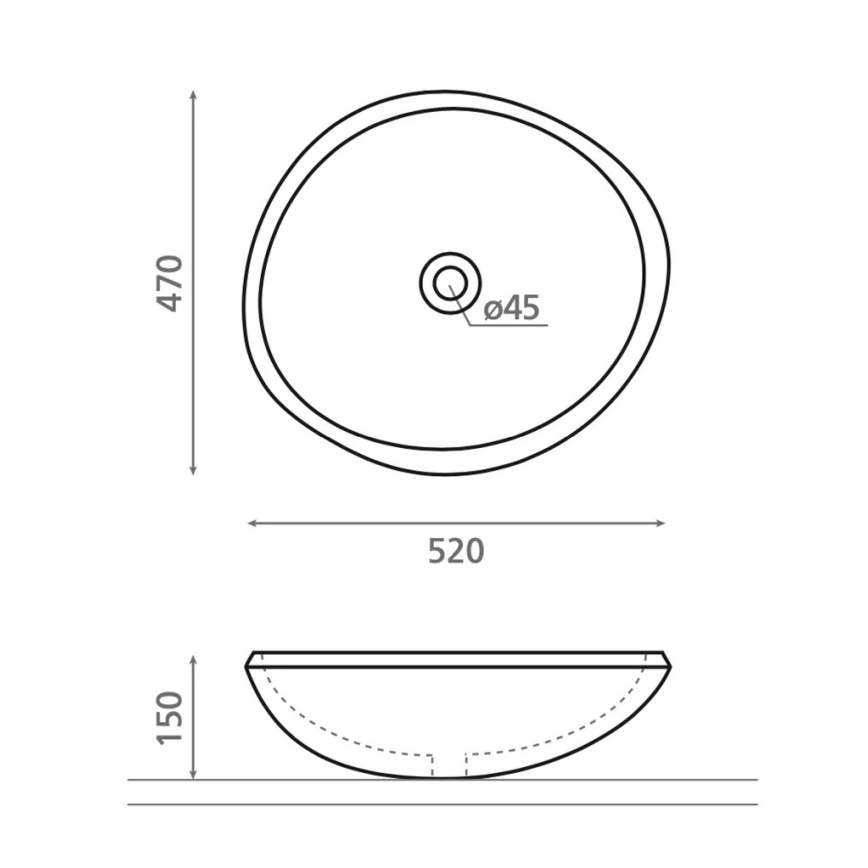 Bathco 00393 - Nadpultni umivaonik RIO 52x47 cm kamen/siva