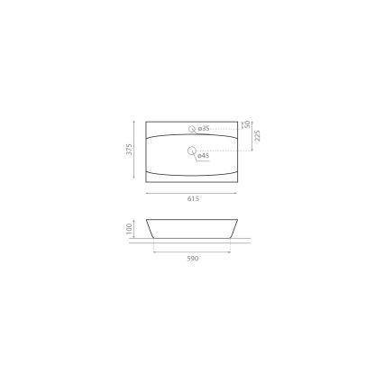 Bathco 0041 - Umivaonik za ugradnju na ploču SARDINERO 61,5 x 37,5 cm, porculan/bijela