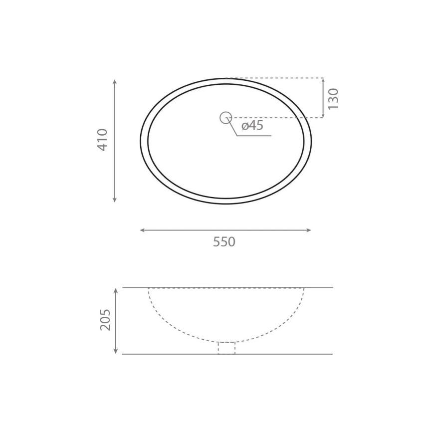 Bathco 0053 - Ugradbeni umivaonik ANCONA 55x41 cm porculan/bijela