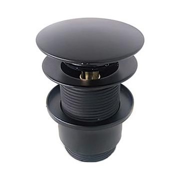 Bathco 0212NE - Odtok za umivaonik bez prelijevanja CLICK-CLACK, Ø 6 cm, mat crne boje