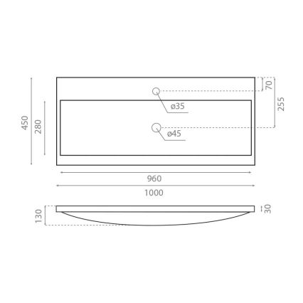 Bathco 0506 - Ugradni umivaonik MANHATTAN 100x45 cm smola/bijela