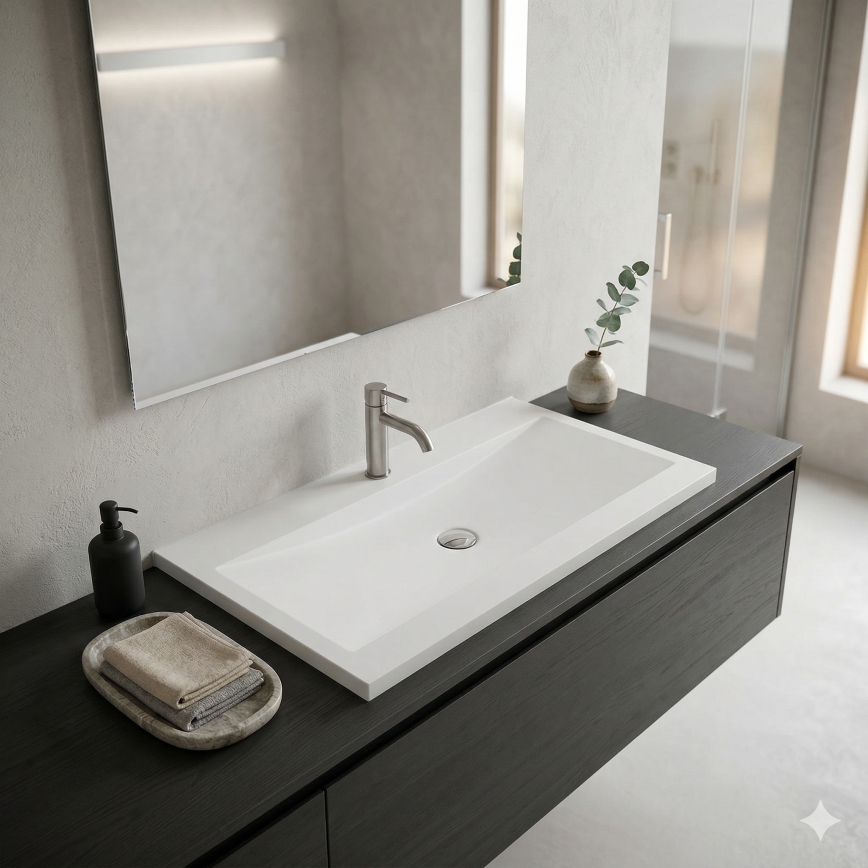 Bathco 0506 - Ugradni umivaonik MANHATTAN 100x45 cm smola/bijela