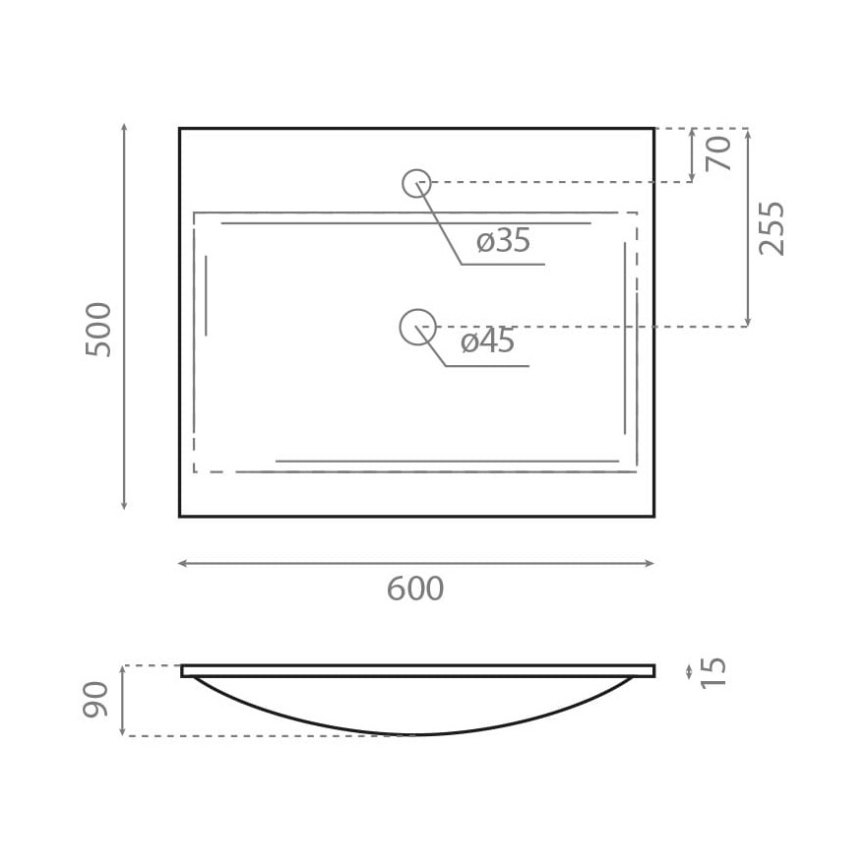 Bathco 0507 - Ugrađeni umivaonik MONACO 60x50 cm smola/bijela