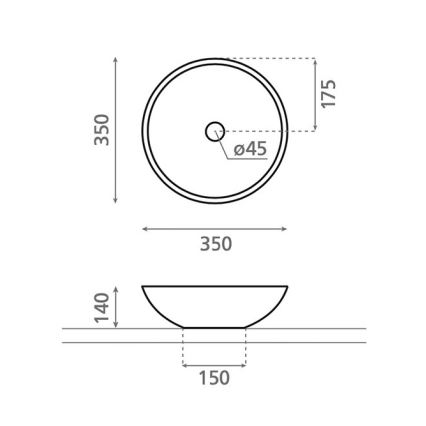 Bathco 4015 - Nadgradni umivaonik CASTELLON, Ø 35 cm, porculan/bijela