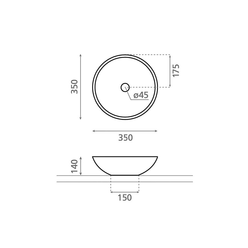 Bathco 4015 - Nadgradni umivaonik CASTELLON, Ø 35 cm, porculan/bijela