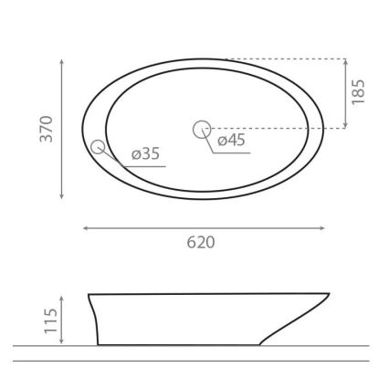 Bathco 4020 - Umivaonik na ploču PURE 62x37 cm porculan/bijela