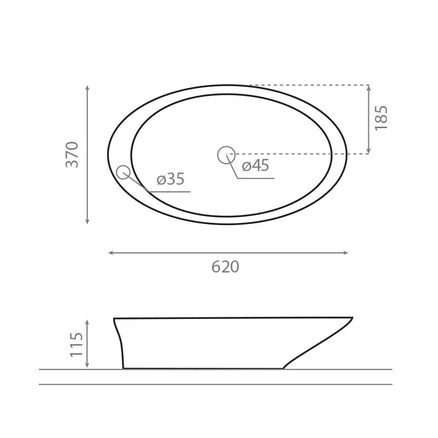 Bathco 4020 - Umivaonik na ploču PURE 62x37 cm porculan/bijela