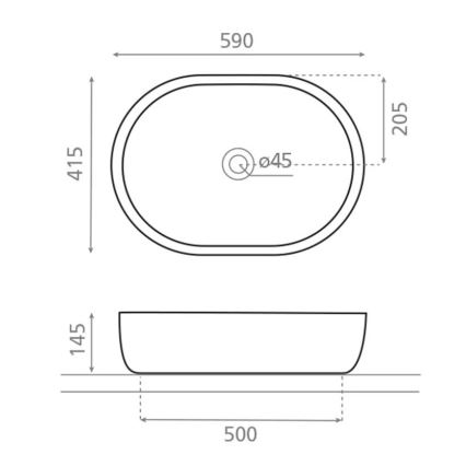 Bathco 4037 - Umivaonik na radnu ploču TOULOUSE 59x41,5 cm porculan/bijela