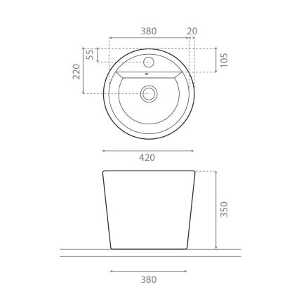 Bathco 4057 - Nadpultni umivaonik FLORENCIA Ø 42 cm porculan/bijela