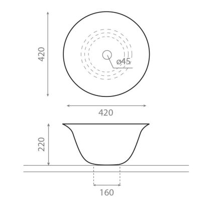 Bathco 4062 - Nadgradni umivaonik NORDIC Ø 42 cm porculan/bijela