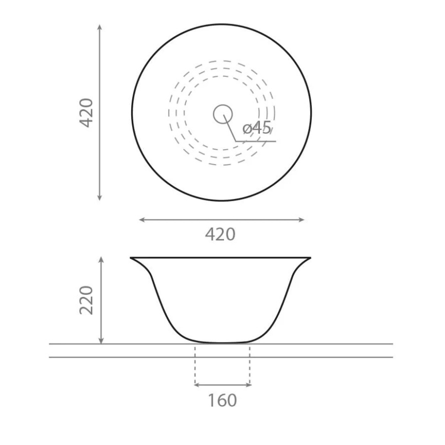 Bathco 4062 - Nadgradni umivaonik NORDIC Ø 42 cm porculan/bijela