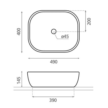 Bathco 4072 - Umivaonik na ploču OLEA 49x40 cm porculan/bijela