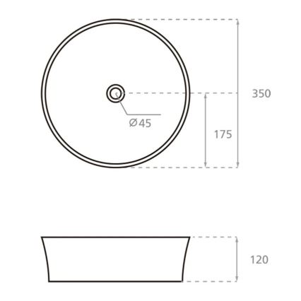 Bathco 4086 - Umivaonik na ploču VOLTA Ø 35 cm porculan/bijeli