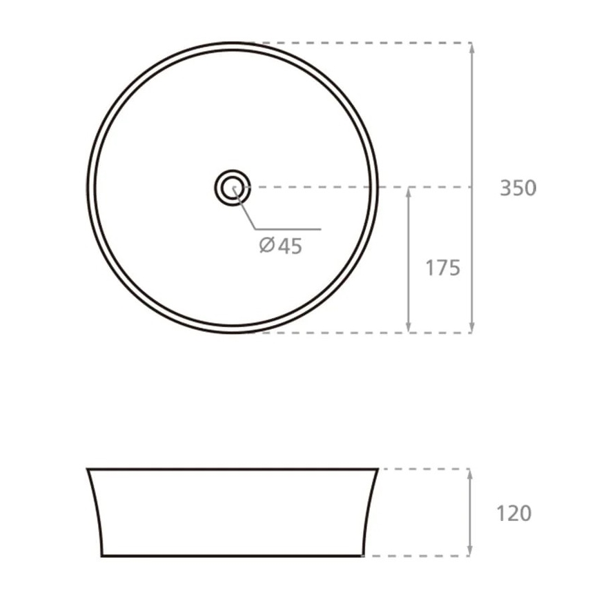 Bathco 4086 - Umivaonik na ploču VOLTA Ø 35 cm porculan/bijeli