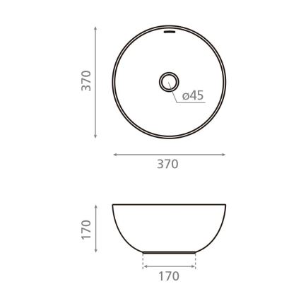 Bathco 4131 - Umivaonik na ploču BARI Ø 37 cm porculan/bijela