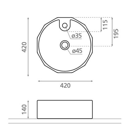 Bathco 4158 - Nadgradni umivaonik CIRCUS Ø 42 cm porculan/bijela
