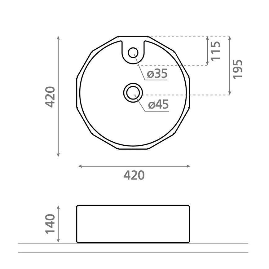 Bathco 4158 - Nadgradni umivaonik CIRCUS Ø 42 cm porculan/bijela