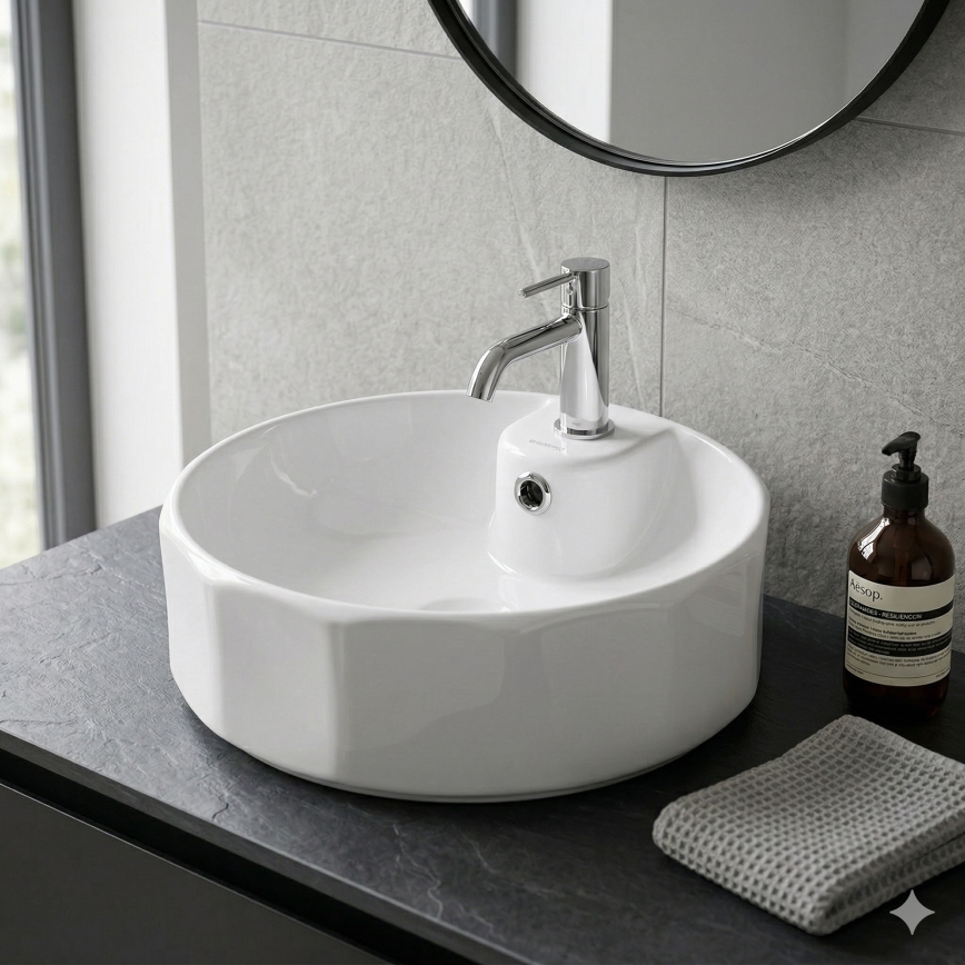 Bathco 4158 - Nadgradni umivaonik CIRCUS Ø 42 cm porculan/bijela