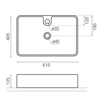 Bathco 4161 - Nadgradni umivaonik CIRCUS 61x40,5 cm porculan/bež