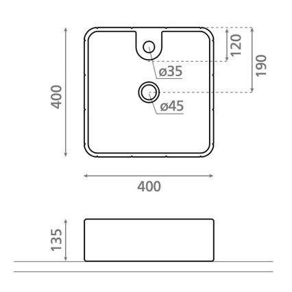 Bathco 4162 - Nadgradni umivaonik CIRCUS 40x40 cm porculan/bež