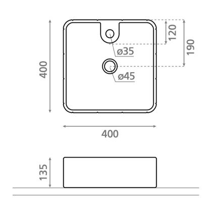 Bathco 4163 - Umivaonik na ploču CIRCUS 40x40 cm porculan/bijela
