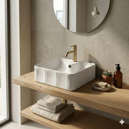 Bathco 4163 - Umivaonik na ploču CIRCUS 40x40 cm porculan/bijela