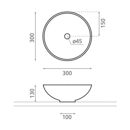 Bathco 4914 - Nadgradni umivaonik DAKAR Ø 30 cm, porculan/bijela