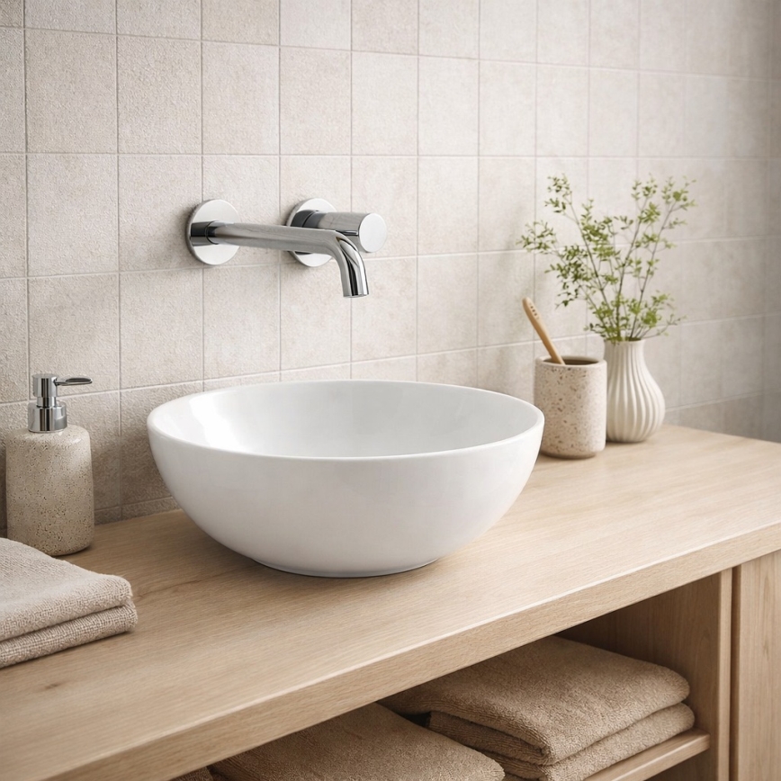 Bathco 4914 - Nadgradni umivaonik DAKAR Ø 30 cm, porculan/bijela