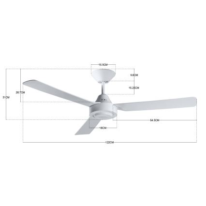 BAYSIDE 213015 - Stropni ventilator CALYPSO bijela