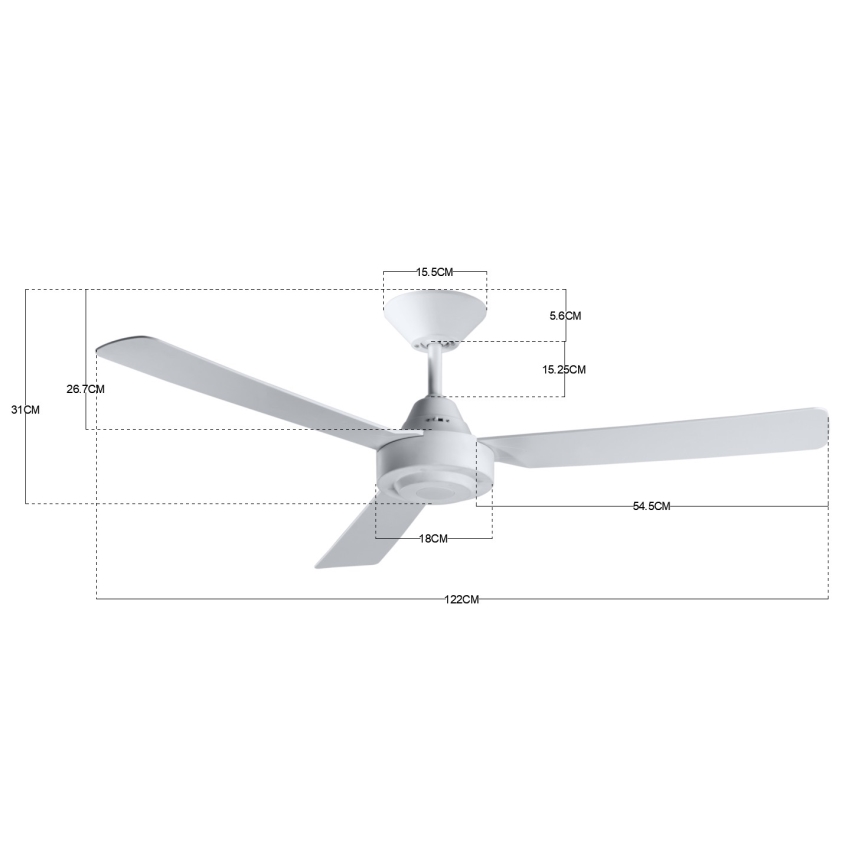 BAYSIDE 213015 - Stropni ventilator CALYPSO bijela