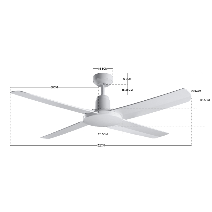 BAYSIDE 213025 - Vanjski stropni ventilator NAUTILUS IP55 bijela