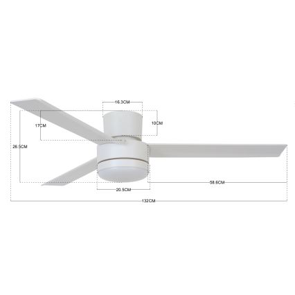 BAYSIDE 213036 - LED Stropni ventilator LAGOON GX53/17W/230V bijela + daljinski upravljač