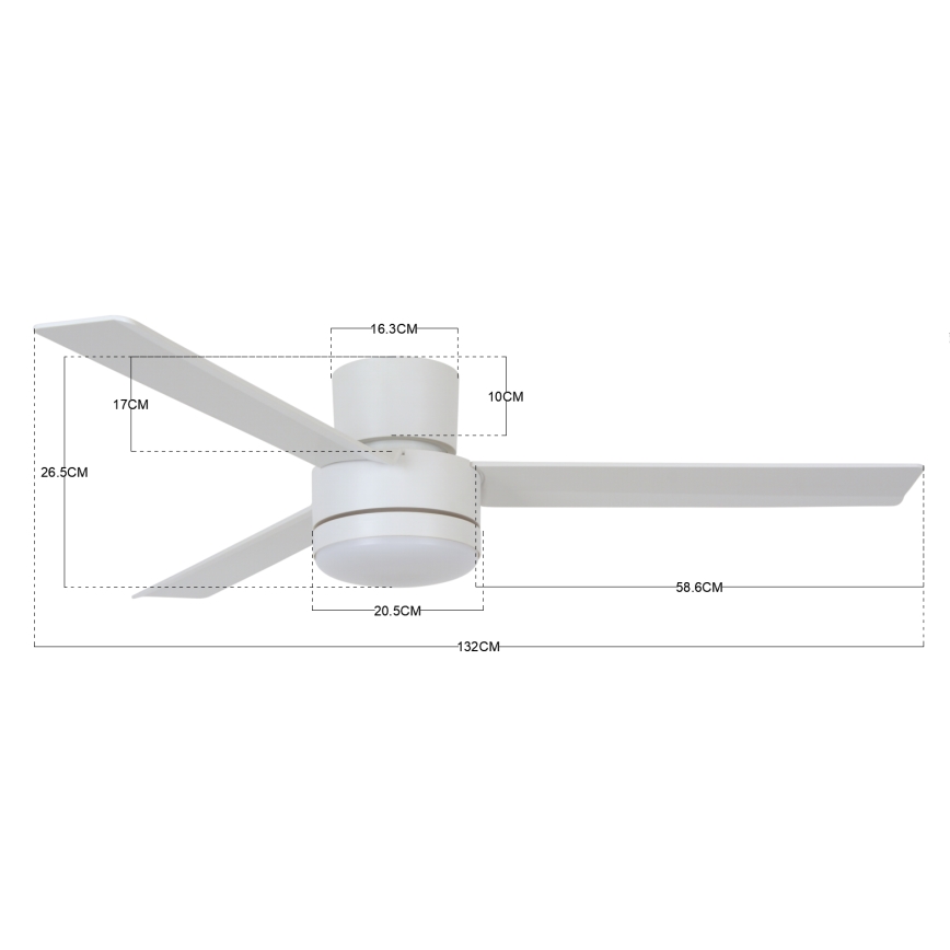 BAYSIDE 213036 - LED Stropni ventilator LAGOON GX53/17W/230V bijela + daljinski upravljač