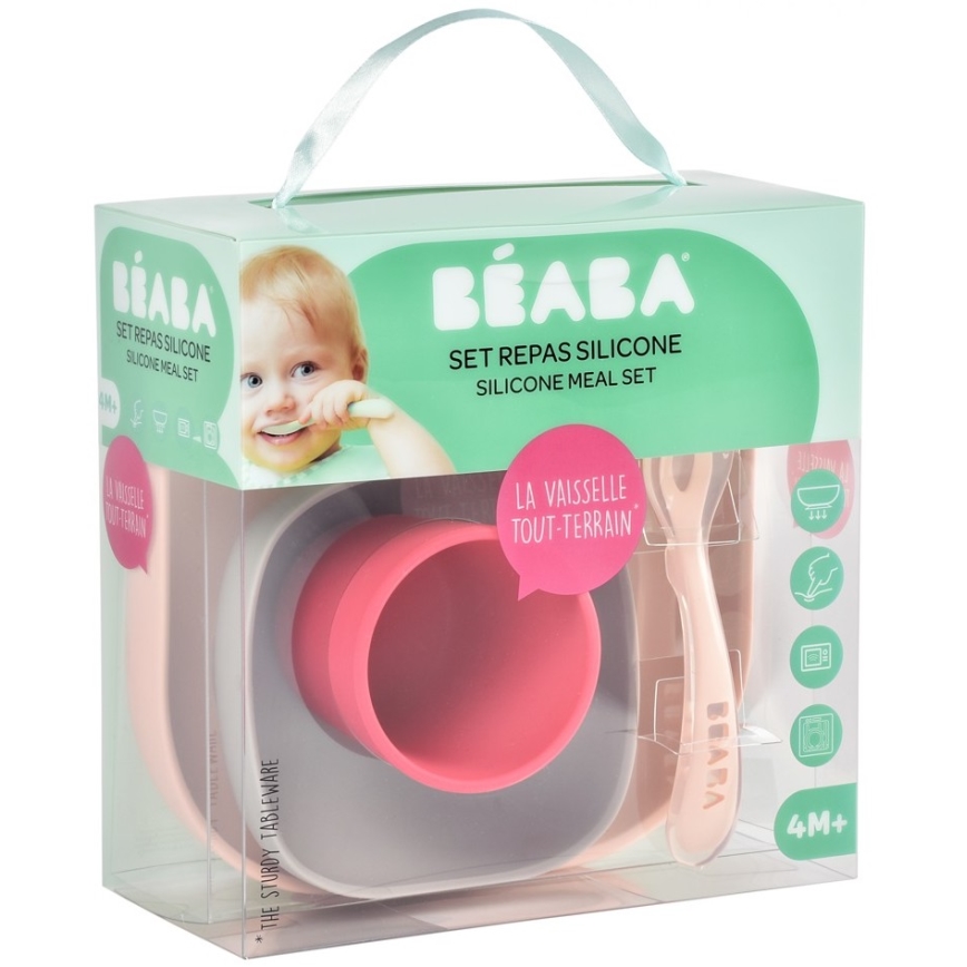 Beaba - Dječji set za jelo Pink 4 kom