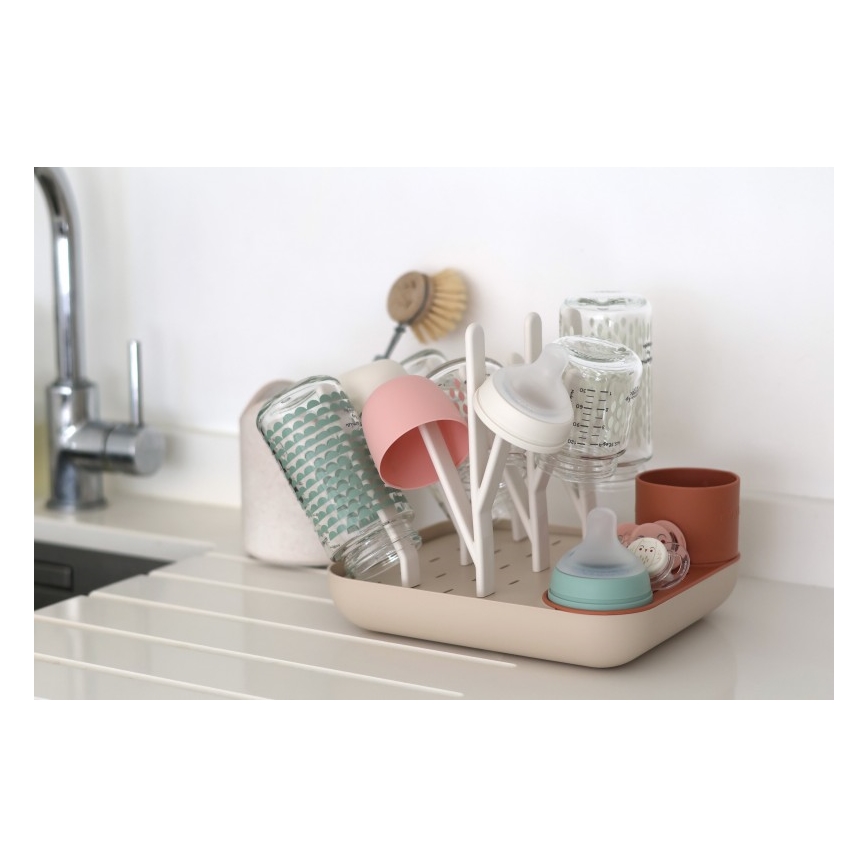 Beaba - Ocjeđivač za boce bež/oranž