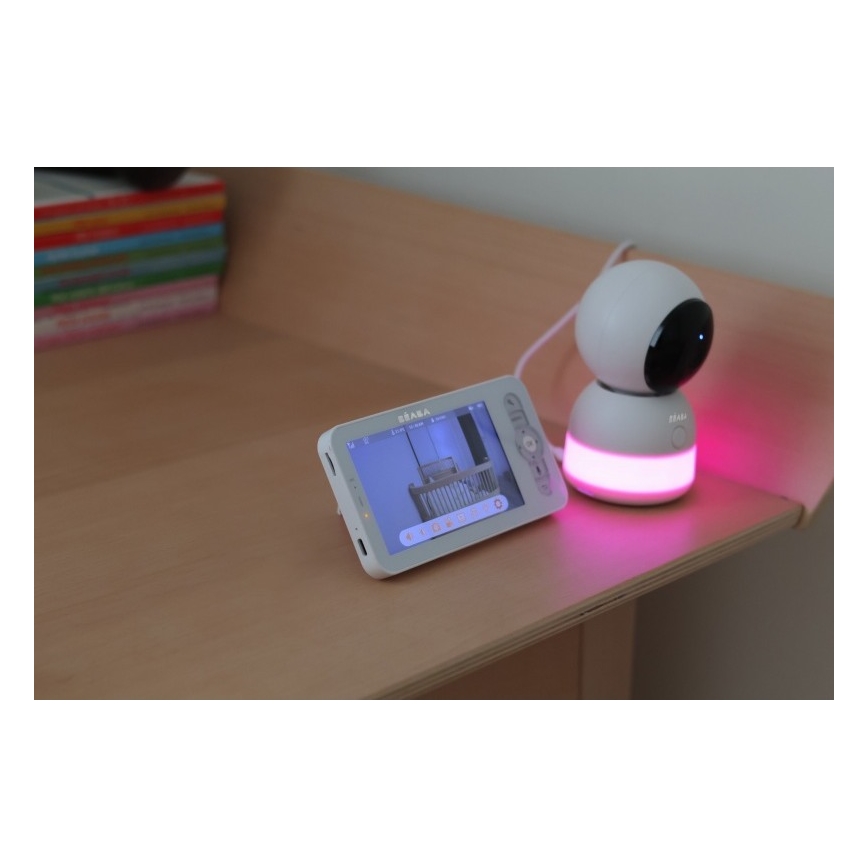 Beaba - Pametni punjivi dječji video monitor ZEN NIGHT 720p, 5V, 4000 mAh, Wi-Fi, bijela