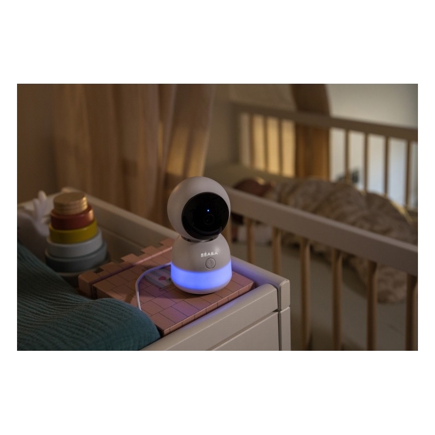 Beaba - Pametni punjivi dječji video monitor ZEN NIGHT 720p, 5V, 4000 mAh, Wi-Fi, bijela