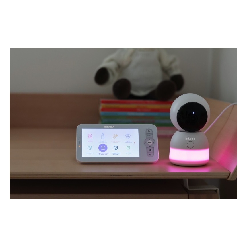 Beaba - Pametni punjivi dječji video monitor ZEN NIGHT 720p, 5V, 4000 mAh, Wi-Fi, bijela