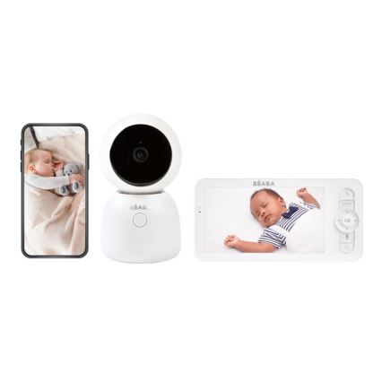 Beaba - Pametni punjivi dječji video monitor ZEN NIGHT 720p, 5V, 4000 mAh, Wi-Fi, bijela