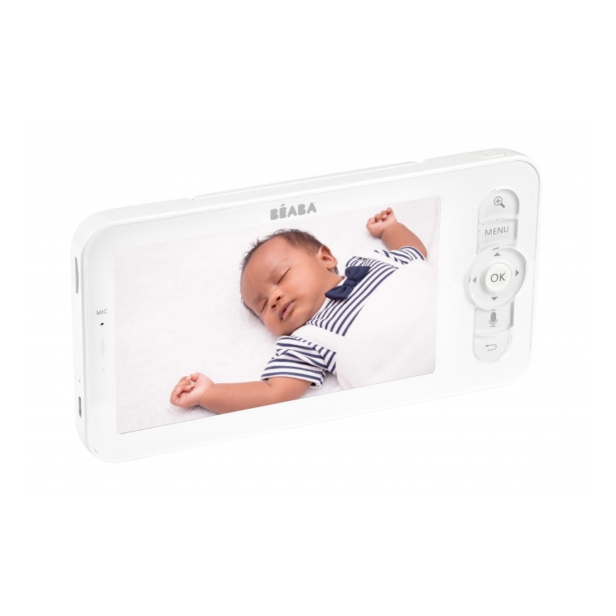 Beaba - Pametni punjivi dječji video monitor ZEN NIGHT 720p, 5V, 4000 mAh, Wi-Fi, bijela