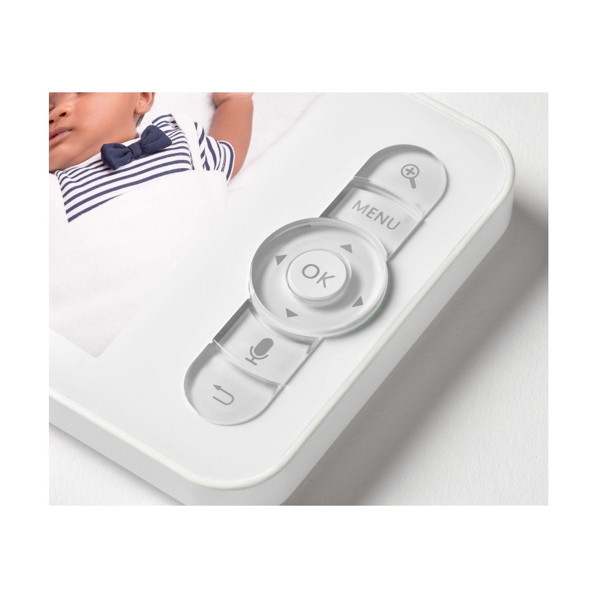 Beaba - Pametni punjivi dječji video monitor ZEN NIGHT 720p, 5V, 4000 mAh, Wi-Fi, bijela